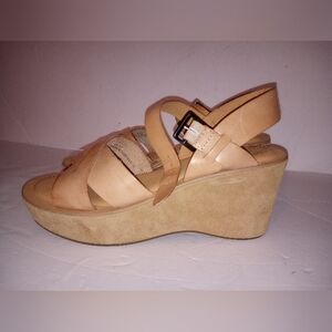 Kork-Ease Bette Natural Leather Wedge Sandal, Size 10